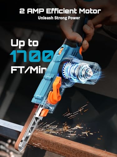 SEESII 1/2"x18" Mini Cordless Belt Sander 6-Speed 1700FT/Min 2×2Ah Battery - size: Classic Kit
