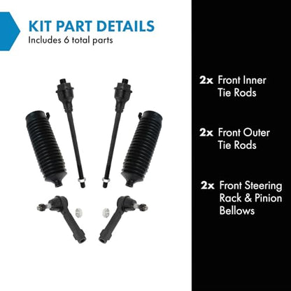 TRQ Front Steering Kit Steering Rack & Pinion Bellow Tie Rod - style: PSA27300