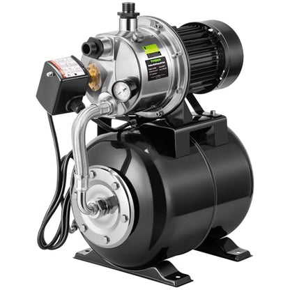 VIVOSUN 1.6 HP Shallow Well Pump with Pressure Tank, NSF Certified, 1320GPH - size: 22"×13"-1320
