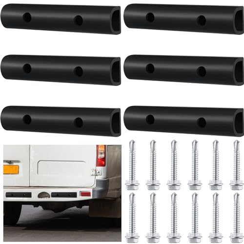 Pushglossy 6 Pcs 10 Inch Rubber Bumper Guard Protector Strips for Car Truck