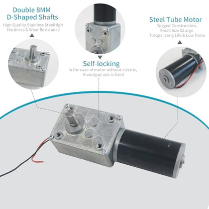 DC 24V Gear Motor 15RPM 50Kg.cm 8mm Single Shaft Self-Locking High Torque Speed Reduction Motor, Reversible Mini Turbine Geared Motor JSX505-31ZY - size: 24v 15rpm