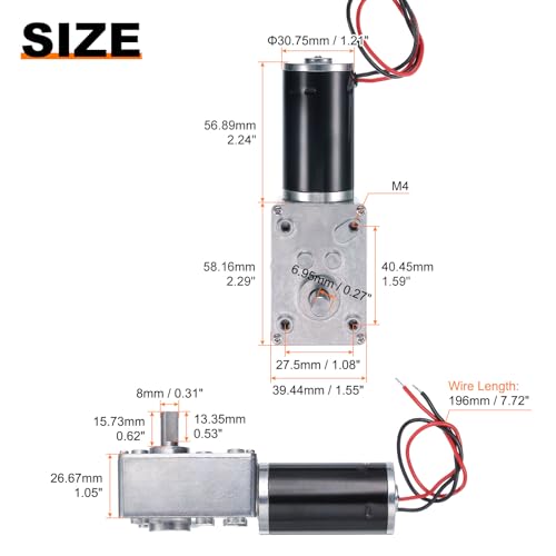 MECCANIXITY High Torque Turbine Worm Geared Motor DC 12V 8mm 50RPM - style: 50 RPM