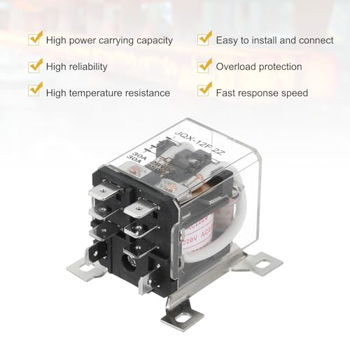 Generic AC220V 30A Electromagnetic Relay, High Power Relay DPDT 2NO 2NC 8 Terminals Din Rail Mounting
