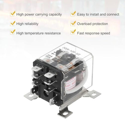 Generic AC220V 30A Electromagnetic Relay, High Power Relay DPDT 2NO 2NC 8 Terminals Din Rail Mounting