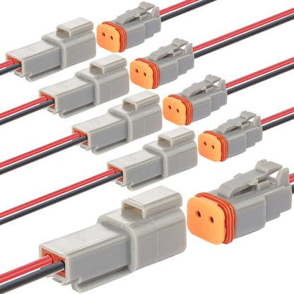 5 pack 2 wire connector 2Pin quick disconnect 7.9inches 16AWG Wire - size: 2pin connector grey