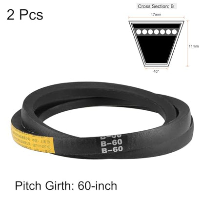 uxcell B60 V-Belts 60" Pitch Length, B-Section Rubber Drive Belt 2pcs - size: 60"
