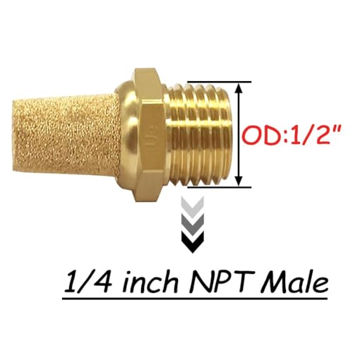 Uenede Brass 1/4" NPT Male Air Pneumatic Mufflers, 10PCS - size: 1/4"NPT Male-10PCS