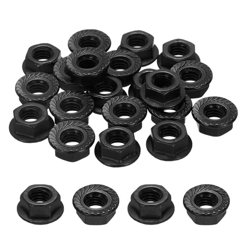 50Pcs Serrated Flange Hex Nuts-M8-1.25-Coarse Carbon Steel - color: Black, size: M8-1.25