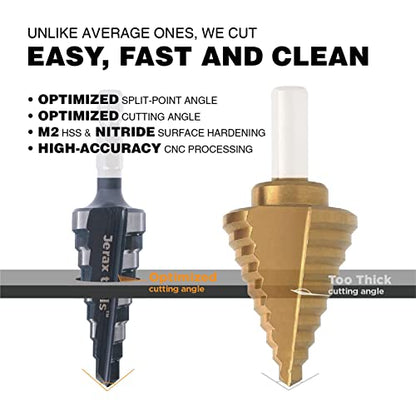 3/16"-7/8" Quick Change M2 Step Drill Bit Unibit Hole Drilling - size: 3/16" - 7/8’