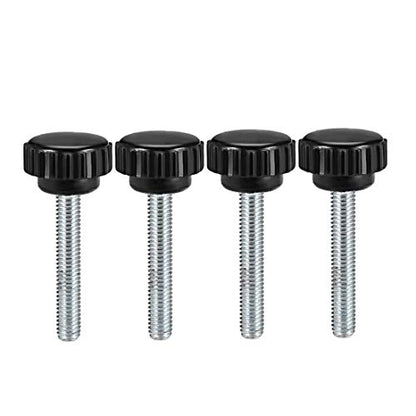 uxcell 4pcs Knurled Clamping Knobs M6 x 40mm Metric Zinc Plated Carbon Steel Male Thread Thumb Screw on Type 20mm Plastic Round Head Threaded Hand Bolt Stud Knobs Black - size: M6 x 40mm x 20mm