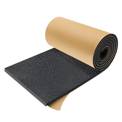 TroyStudio Sound Proof XPE Foam Highly Tear-Resistant, Self-Adhesive 13" x 78" Acoustic Heat Shield Closed Cell Foam Sheet - Waterproof Noise Vibration Thermal Insulation Roll for Home, HVAC and Car - color: Black, XPE Foam, size: 13" x 78" x 0.4"