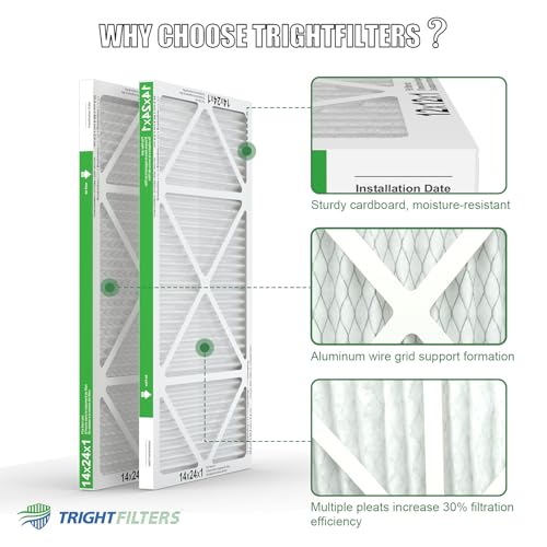 TRIGHTFILTERS 14x24x1 Air Filter 4 Pack, MERV 8 Pleated HVAC Furnace Filter - size: 14x24x1