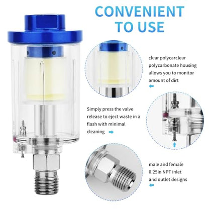 1/4 Inch NPT Air Compressor Oil Water Separator with 3 PCS Spare