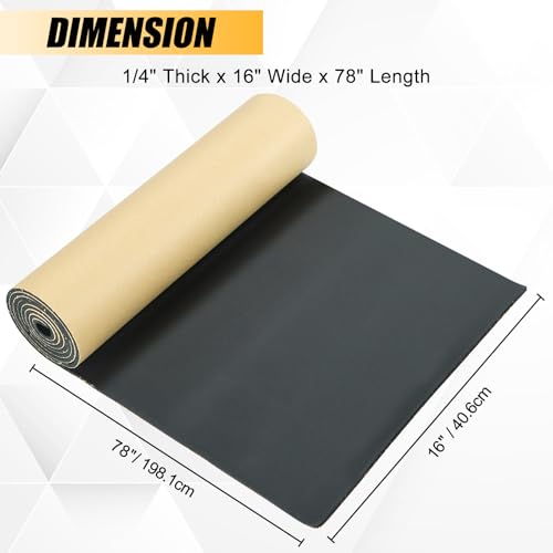 1/4" T x 16" W x 78" L Sponge Neoprene Foam Rubber with Adhesive - size: 1/4" T x 16" W x 78" L