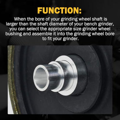Reducing Bushing Arbor Adapters Fit for Bench Grinding Wheel Or Sanding Wheel Arbor Hole 1" Thick from 1-1/4" to 1", 3/4", 5/8", 1/2" Arbor Aluminum