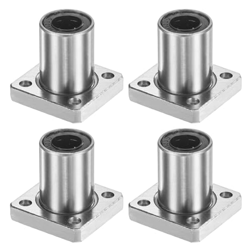 PATIKIL LMK10UU Linear Ball Bearings 10mm Bore Dia 19mm OD 29mm Long 5mm Hole, 4Pcs Round Flange Linear Motion Bushing Double Side Rubber Sealed Rod Liner Shaft for CNC Machine 3D Printer - size: 10mm