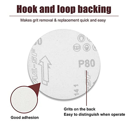 SPEEDWOX 50pcs Sanding Discs 4 Inches Sandpaper 80 Grit Hook and Loop Sanding Discs for Drill Grinder Rotary Tools No Hole - size: 80 Grit