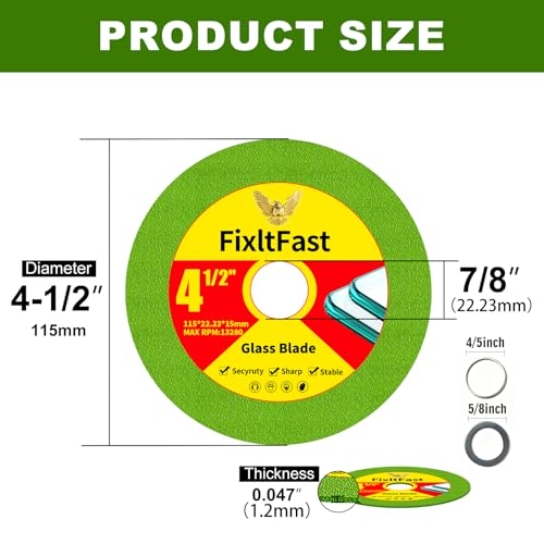 FIXLTFAST 4-1/2 x 7/8 Glass Diamond Cutting Blades for Angle Grinder -3PCS
