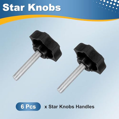 HARFINGTON 6Pcs Star Knob Handle M6 x 30mm Male Thread Metric Carbon Steel - size: M6 x 30mm