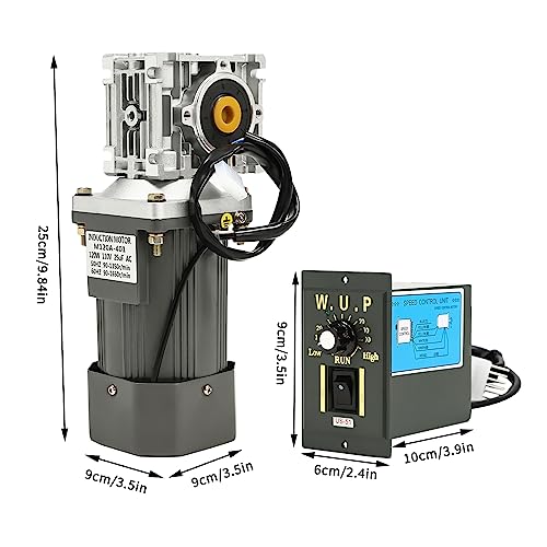 Electric Gear Motor 120W AC 90-1650RPM 60Hz/50Hz 90-1350RPM 30K Worm Gear Reducer Gearbox High Torque with Adjustable Speed Reversing Function&Self-Locking Function - size: 120W AC