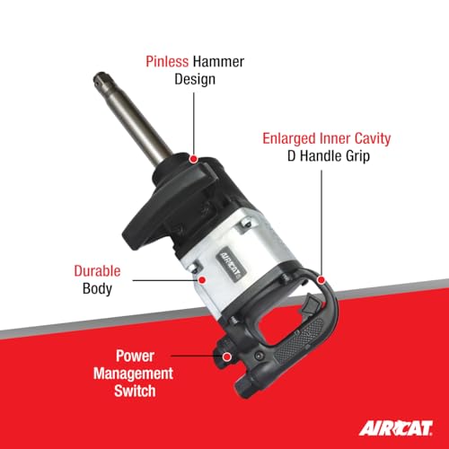 AIRCAT Pneumatic Tools 1992: 1-Inch Straight Impact Wrench with Pinless Hammer Mechanism 2,000 ft-lbs - 8-Inch Extended Anvil - style: 8-Inch Extended Anvil
