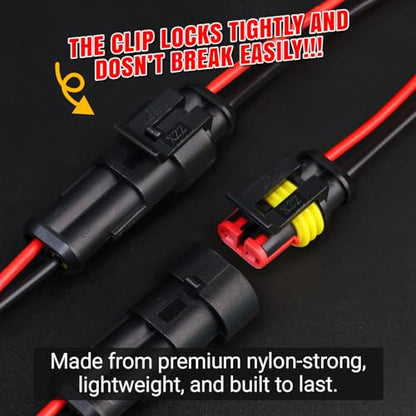 TMH 2 Pin Connector 22 AWG - 2 Wire 10 cm. Waterproof Connectors Automotive Electrical Connectors Male and Female 2 Way with Heat Shrink Tubing for Car Truck Boat (5 Sets) - size: 2 Pin - 5 Sets
