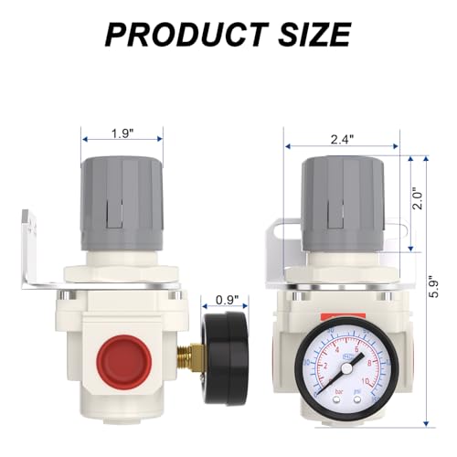AIROE 3/4" NPT Air Pressure Regulator,Compressed Air System,Mini Air Regulator AR4000-06,0-150 PSI Gauge - size: 3/4"NPT