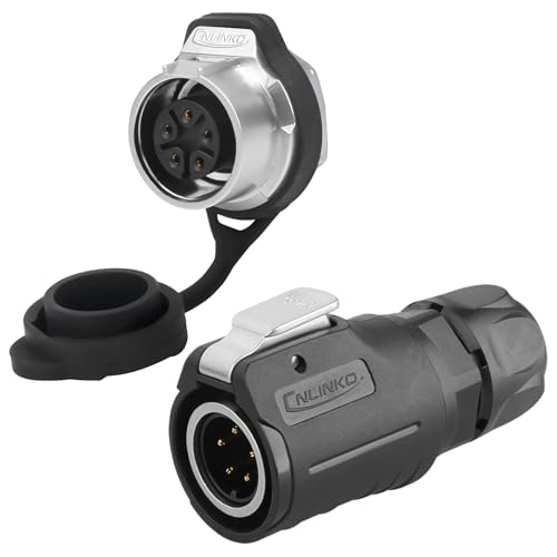 CNLINKO LP-16 5 Pin Circular Aviation Connector Kit Male Plug and Female Socket M16 IP68 Waterproof, PBT Plastic Shell Quick Plug (5 Pin Single Set) - size: 5-Pin, style: Single-Hole Socket Set