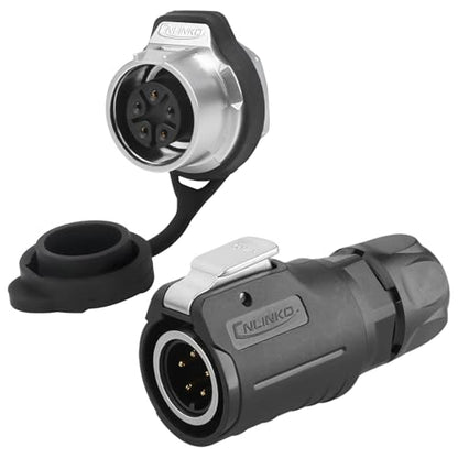 CNLINKO LP-16 5 Pin Circular Aviation Connector Kit Male Plug and Female Socket M16 IP68 Waterproof, PBT Plastic Shell Quick Plug (5 Pin Single Set) - size: 5-Pin, style: Single-Hole Socket Set