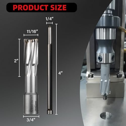 ANGELSWORD TCT Annular Cutter Diameter 11/16", Cutting Depth 2" Tungsten Carbide Tipped, Mag Drill Bits Kit for Magnetic Drill Press, with One 1/4"*4" Pilot Pin - size: E. 18mm(11/16"+0.02"), style: TCT 2" Cut Depth