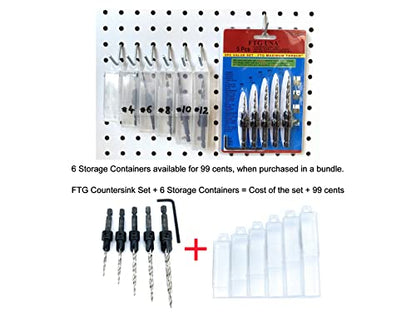 FTG USA Countersink Drill Bit Set 5 Pc Wood #4#6#8#10#12 Tapered Drill Bits - size: #4#6#8#10#12, style: w/o Depth Stop