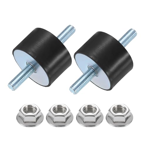 uxcell 2Pcs M8 x 23mm Rubber Mounts, 25 x 40mm Cylindrical Anti Vibration Isolator Studs Shock Absorber Double Studs with Nuts for Car Bobbin Generator Air Compressors - size: M8 x 23mm, 25 x 40mm