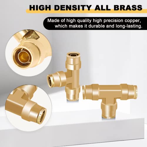 Siptenk 1/2" OD Tube Brass Push to Connect Fittings 3PCS for Truck Trailer - color: 1/2" OD Tee