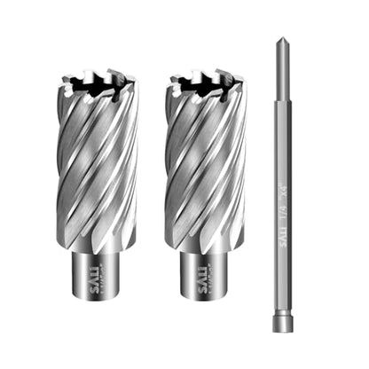 SALI 2 pcs Annular Cutter Diameter 1-1/4 Inch with Weldon Shank 3/4" (with 2 Flats) Cutting Depth 2" Mag Drill Bit for Magnetic Drill Press HSS Fully Ground Drill with One 1/4"*4" Pilot Pin - size: 1-1/4"*2"
