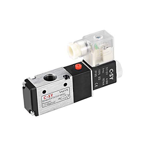 uxcell DC 12V 3 Way 2 Position 1/4"PT Pneumatic Air Control NC 3V210-08