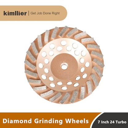 kimllier 7 Inch Concrete Grinding Wheels 24 Turbo Diamond Segments 5/8 Inch -11 Arbor Diamond Grinding Wheel Fit for Concrete and Masonry