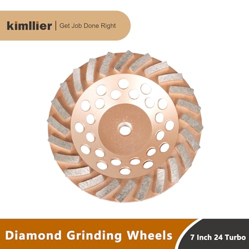 kimllier 7 Inch Concrete Grinding Wheels 24 Turbo Diamond Segments 5/8 Inch -11 Arbor Diamond Grinding Wheel Fit for Concrete and Masonry