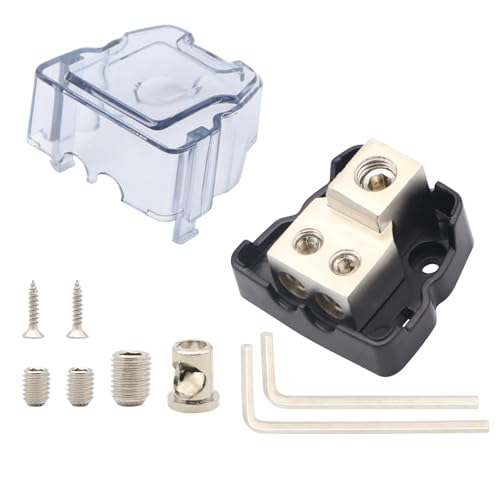 2Way Power Distribution Block 4GA / 8GA in 8 Gauge Out Split Ground Blocks 1PCS - style: 4/8GA IN 8GA OUT 1PCS