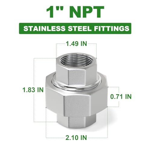 TAISHER 1PCS 304 Stainless Steel Union，1" NPT Female Cast Pipe Fitting,Reducing Pipe Adapter Fitting - size: 1" FNPT