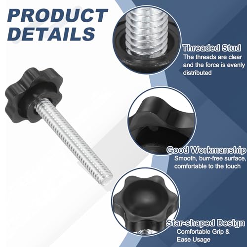 uxcell 10Pcs 1/4"-20 Star Knobs 1.6" Threaded Stud Male Clamping Knobs - size: 1/4"-20, 1.6"