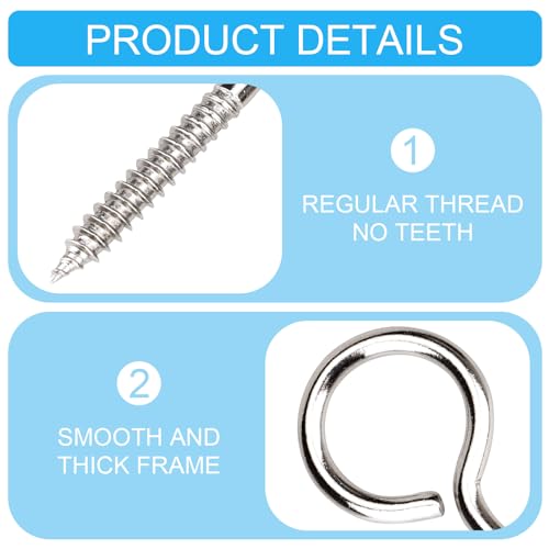Aovchei 240pcs 304 Stainless Steel 8 Sizes Screw Eyes Set - color: 304, size: 8 Size 240pcs