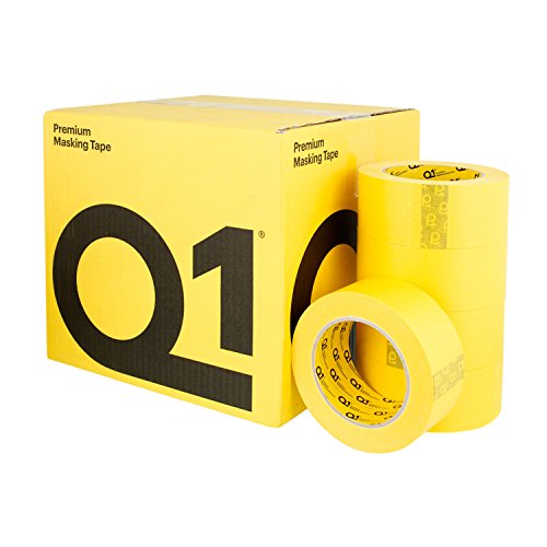 Q1 - 2 inch (48mm x 55m) Premium High Performance Automivite Yellow Masking Tape - High Temperature - Case of 20 Rolls - color: 1-Case, size: 2 Inch