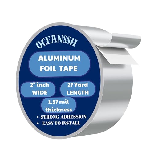 Aluminum Tape - High Temp & Waterproof Foil Tape for Ductwork & Insulation, Strong Adhesive, Heavy Duty Silver Tape, 2" x 27 Yards, Ideal for Sealing & Repairs (1.57 mil) - size: 2"inch*27 yard (1.57 mil)