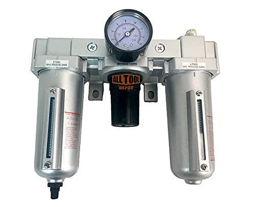 3/4" NPT HEAVY DUTY Compressed Air In Line Filter Regulator Lubricator Oiler Combo, Metal Bowl, 5 Micron Element, Adjustable From 7 to 175 PSI (AUTO DRAIN) - color: 140 Cfm, 175 Psi (Auto Drain), size: 3/4" NPT