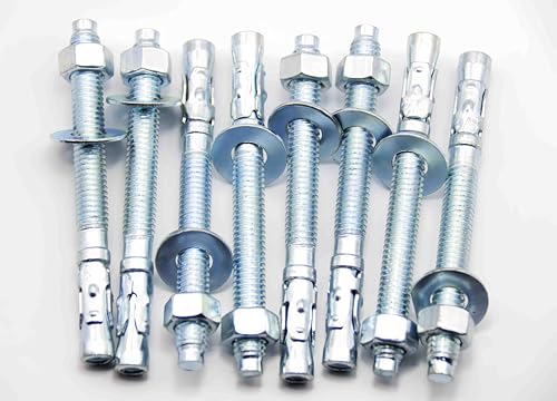 3/8"x4" Wedge Anchors by Zinced of Heavy-Duty Fastener for Cement and Concrete (8pcs Pack) - size: 3/8"x 4"-8pcs