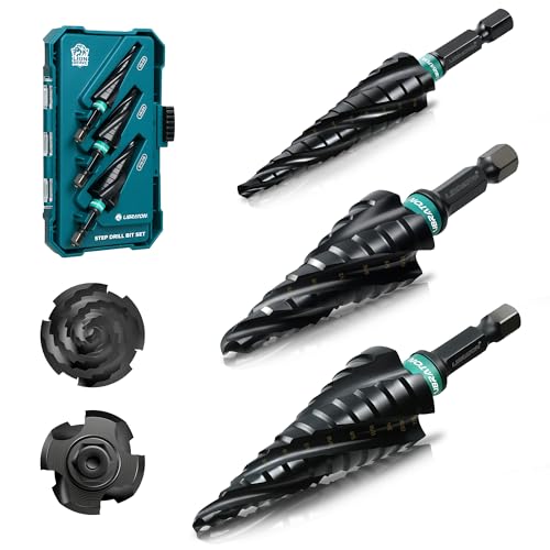 LIBRATON Four Spiral Flute Step Drill Bit Set 1/8"-7/8", M35 Step Bits - style: 1/8" - 7/8" (3pcs Set)