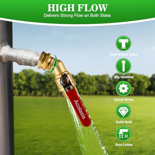 Brass Garden Hose Shut Off Valve with Full-Flow Design - Heavy Duty 3/4" GHT Connector, 304 Stainless Steel Handle - style: 360° 1 way hose splitter