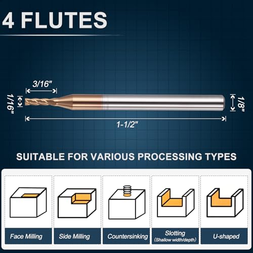Carbide End Mill 1/16" Dia 3/16" CL 1-1/2" L 1/8" Shank 4 Flute - size: 1/16" Dia - 3/16" CL - 1-1/2" L - 1/8" Shank