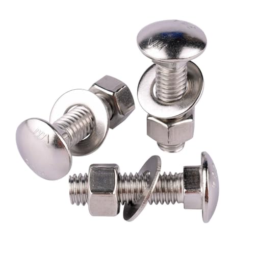 10 Sets 1/4-20 x 1-1/2" Carriage Bolts Screws Round Head Square Neck and Hex Nuts, Flat Washers 304 Stainless Steel 18-8 Full Thread, Silver - color: Silver, size: 1/4-20 x 1-1/2" (10 Sets)