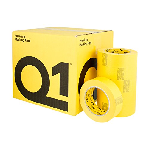 Q1 - 1-1/2 inch (36mm X 55m) Premium High Performance Automotive Yellow Masking Tape - High Temperature - Case of 24 Rolls - color: 1-Case, size: 1-1/2 Inch